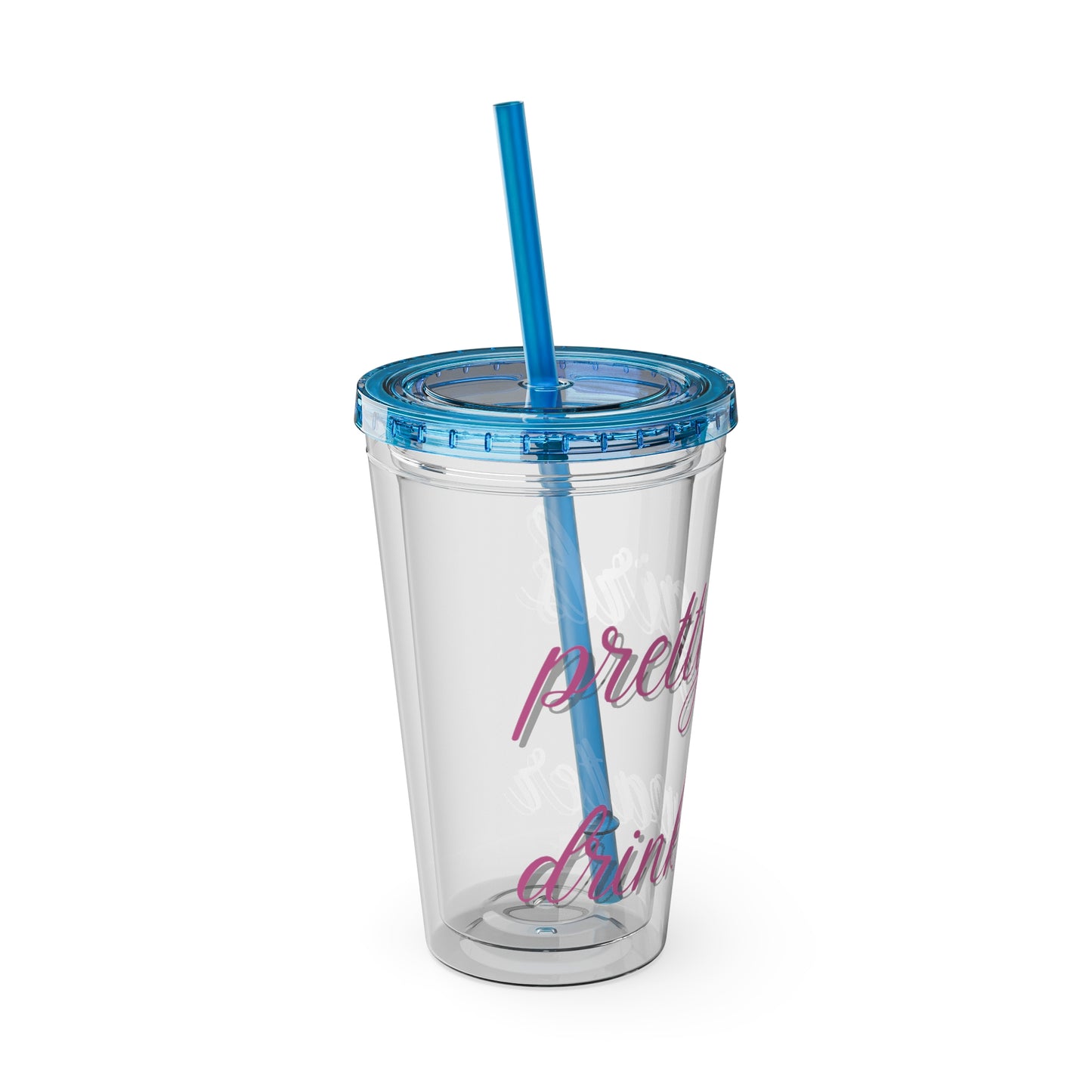 Pretty Girls Drink Water Tumbler with Straw, 16oz