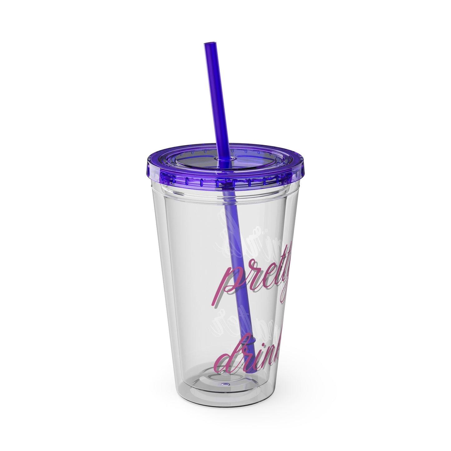 Pretty Girls Drink Water Tumbler with Straw, 16oz