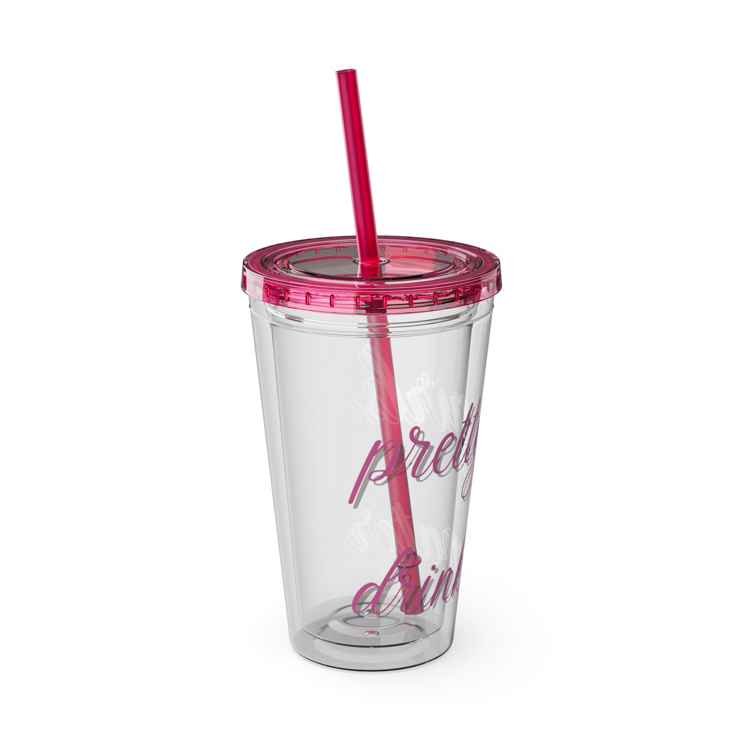 Pretty Girls Drink Water Tumbler with Straw, 16oz