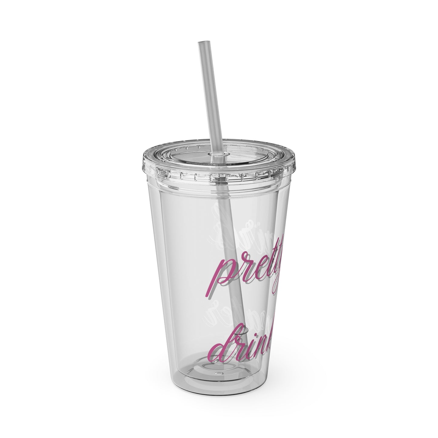 Pretty Girls Drink Water Tumbler with Straw, 16oz