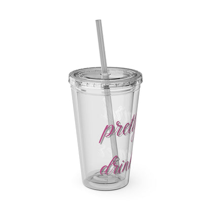 Pretty Girls Drink Water Tumbler with Straw, 16oz