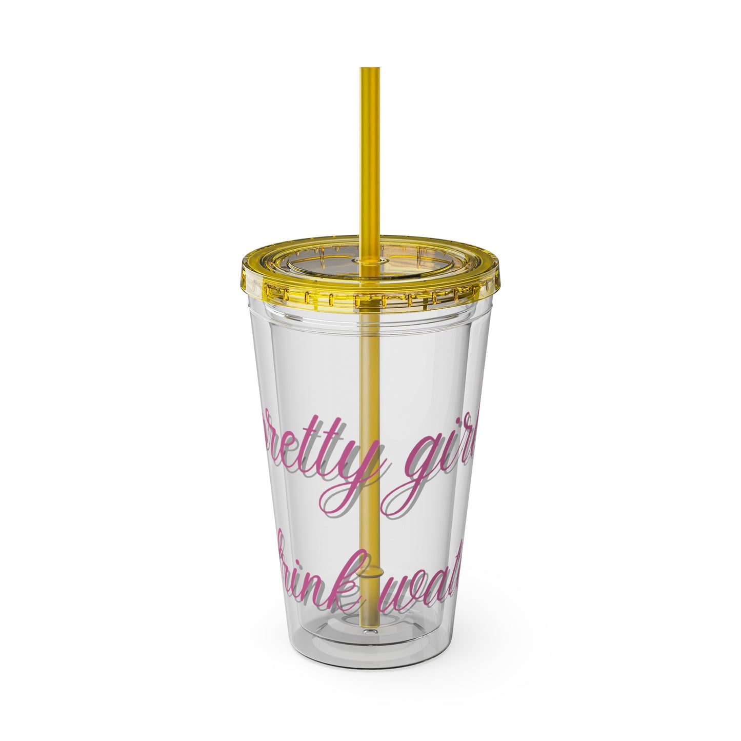 Pretty Girls Drink Water Tumbler with Straw, 16oz