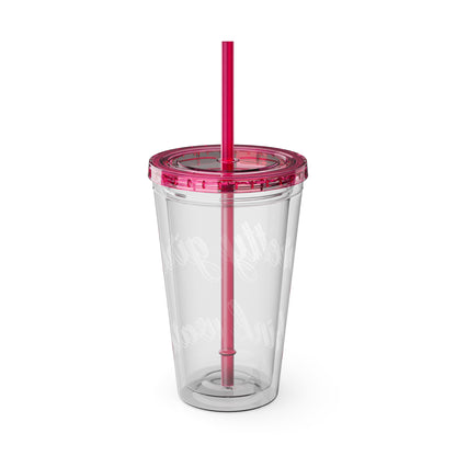 Pretty Girls Drink Water Tumbler with Straw, 16oz