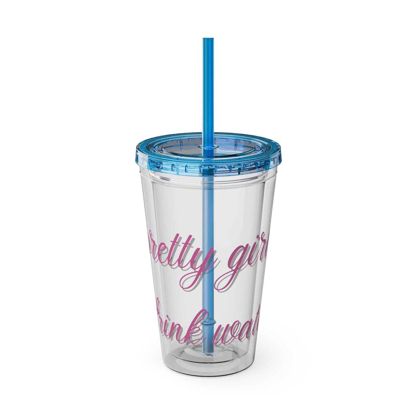 Pretty Girls Drink Water Tumbler with Straw, 16oz