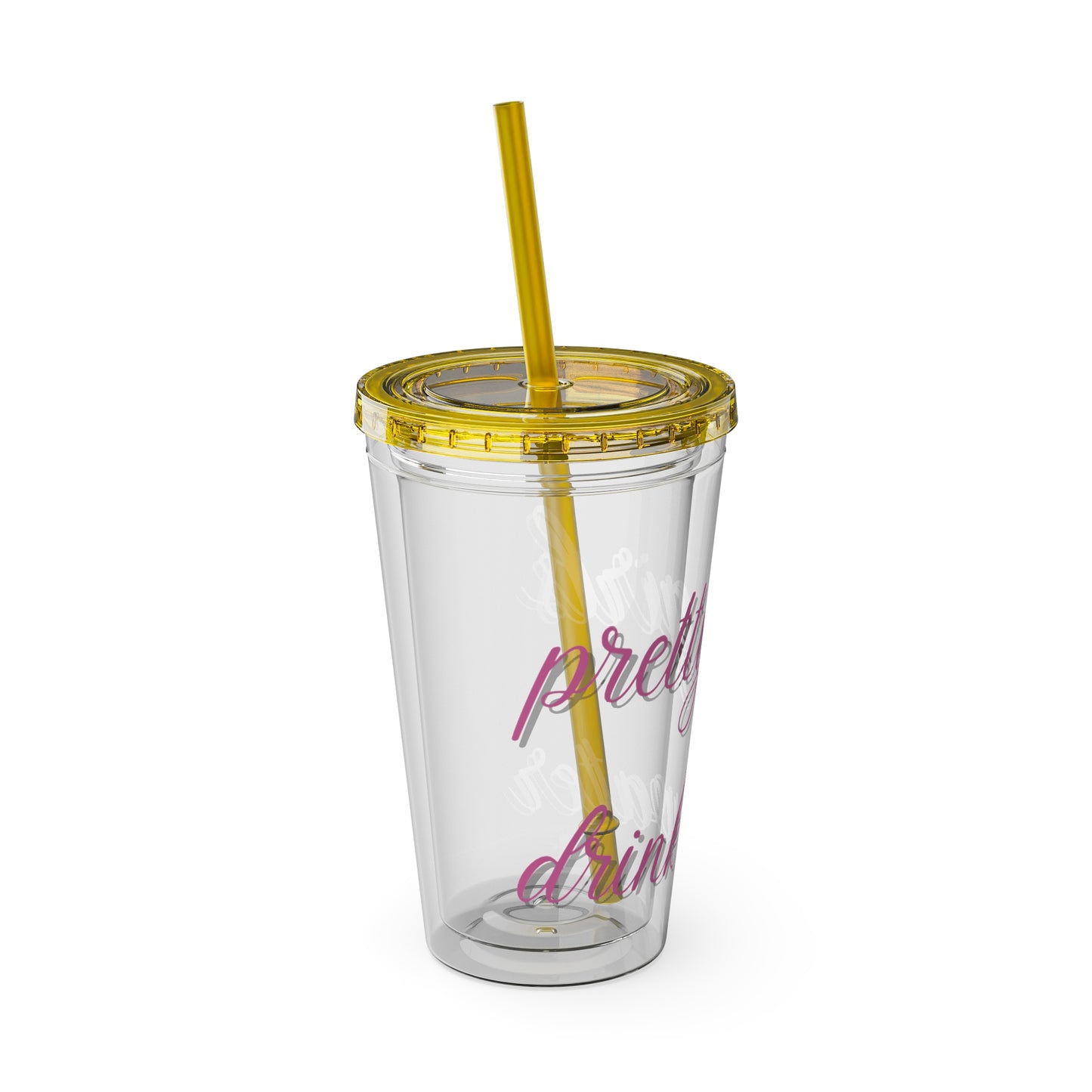 Pretty Girls Drink Water Tumbler with Straw, 16oz